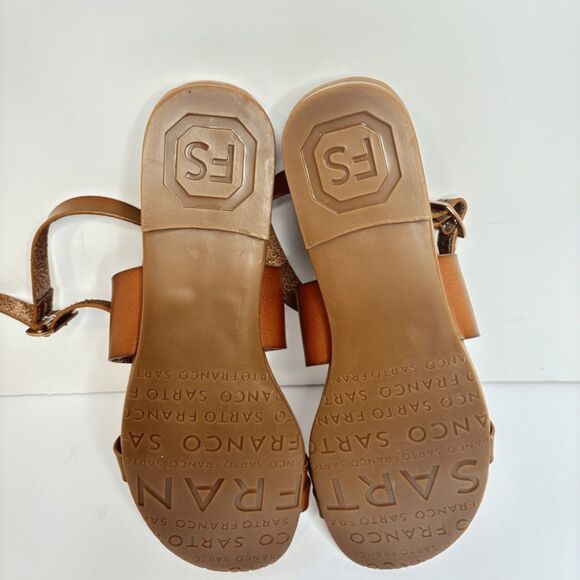 Franco Sarto Flat Sandals Criss-Cross Toe Loop Ankle Strap Brown Womens - Picture 7 of 7